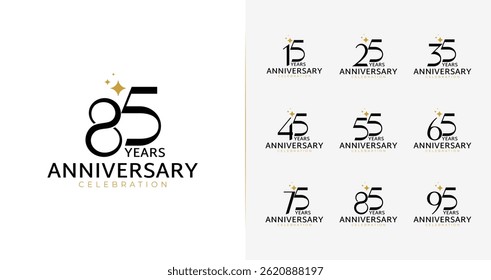 Elegant anniversary logo collection. Number symbol with minimal and luxury style for celebration icon. birthday vector illustration