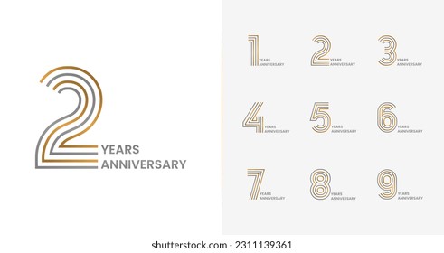 Elegant anniversary logo collections. Birthday symbol for happy celebrations with line and luxury concept. Number icon vector set