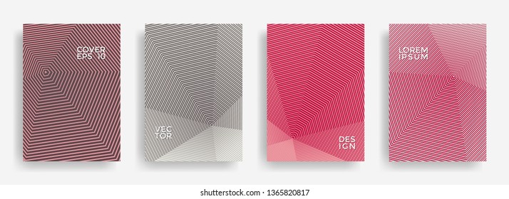 Elegant annual report design vector collection. Halftone grid texture cover page layout templates set. Report covers geometric design, business booklet pages corporate banners.