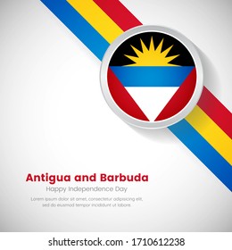 Elegant Antigua and Barbuda national flag on circle. Independence day of Antigua and Barbuda country with classic background