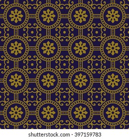 Elegant antique background image of round flower cross dot line