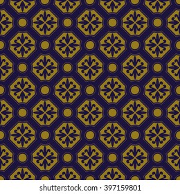 Elegant antique background image of round polygon dot line flower