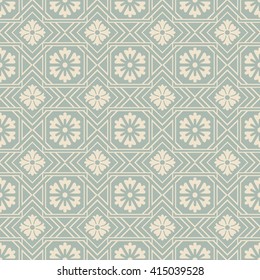 Elegant antique background  square check cross frame flower