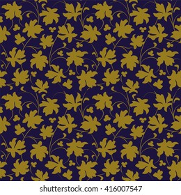 Elegant antique gold brown and blue background vintage nature leaf vine
