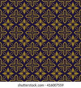 Elegant antique gold brown and blue background vintage cross geometry flower
