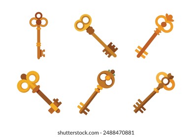 Elegant antique key vector art illustration, perfect for vintage-themed graphic design projects.