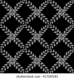Elegant antique silver and black background 334_cross leaf flower vine
