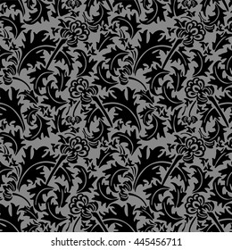 Elegant antique silver and black background 413_garden spiral leaf flower plant
