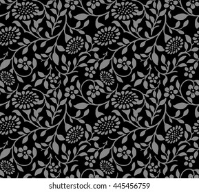 Elegant antique silver and black background 402_spiral leaf sun flower
