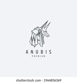 Elegant Anubis mono line polygonal logo icon design template vector illustration