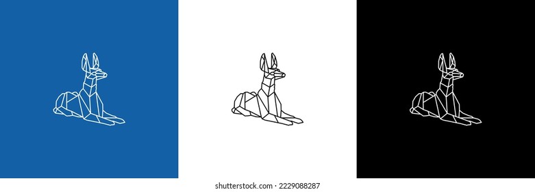 Elegant Anubis mono line polygonal logo icon design template vector illustration