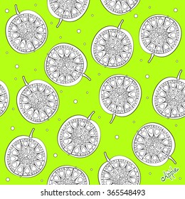 Elegant apple cut  seamless pattern.