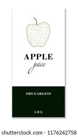 Elegant apple juice or wine packing label design. Apple logo design element with outline apple. Stylish apple sticker. Isolated vector illustration