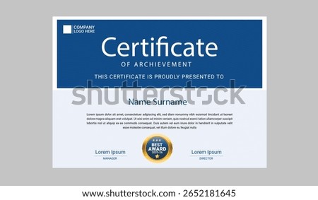Elegant Appreciation Certificate Blue Border Style