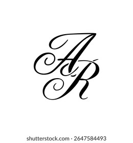 Elegant AR Monogram in Black Script – Stylish Calligraphy Initial Logo on White Background