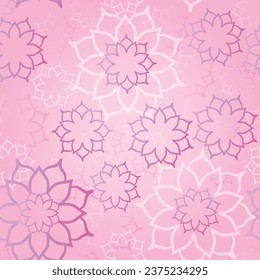 Elegante patrón floral arabesco sin solera con un mandíbulo sencillo y delicado en un diseño repetitivo en un precioso fondo rosado pastel, creando una composición visual armoniosa y serena.