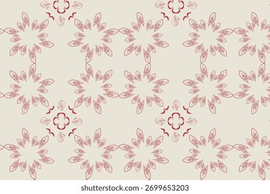 Elegant arabesque seamless pattern combining floral vines and flowing curve geometric symmetry, ideal for wallpapers, textiles, luxury packaging, Ramadan invitations