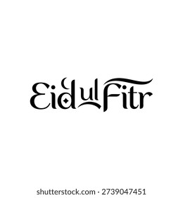Elegant Arabic calligraphy for Eid ul Fitr, symbolizing celebration and blessings. Perfect for festive Islamic design needs.