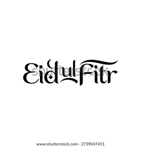 Elegant Arabic calligraphy for Eid ul Fitr, symbolizing celebration and blessings. Perfect for festive Islamic design needs.