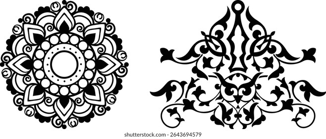 Elegant Arabic corner design, perfect for adding a touch of cultural flair to your projects. This image features a striking silhouette design, perfect for creating a bold visual impact.