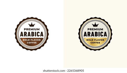 Eleganter Arabica Coffee Seal Vector oder Arabica Coffee Logo Vector. Arabica Kaffeesiegel oder Etikett für typisches Produkt, genannt Arabica Kaffee. Elegantes Design für Ihr Produkt.