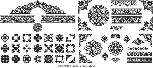 Elegant arch and borders decorative patterns collection. Suitable for vintage design elements. Great for background, frames and classical invitation. Use for decoration or logo.