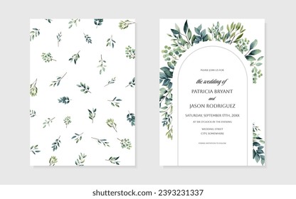 Elegant Arch Greenery Floral Foliage Wedding Invitation Floral decoration vector for save the date, greeting, thank you, rsvp, etc
