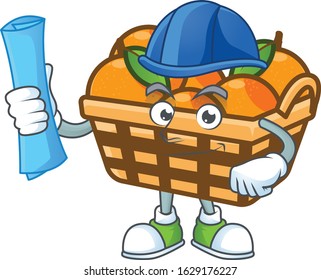 Elegant Architect basket oranges having blue prints and blue helmet