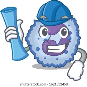 Elegant Architect basophil cell having blue prints and blue helmet