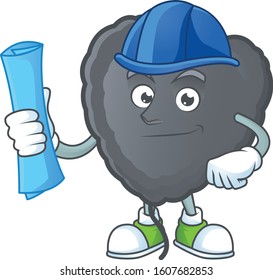 Elegant Architect black love balloon having blue prints and blue helmet