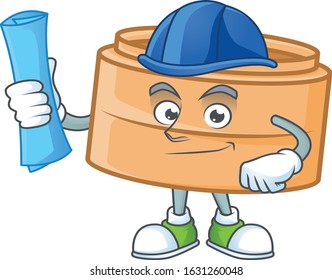 Elegant Architect dimsum basket having blue prints and blue helmet