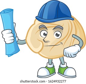 Elegant Architect dumpling having blue prints and blue helmet