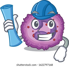 Elegant Architect eosinophil cell having blue prints and blue helmet