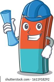 Elegant Architect eraser having blue prints and blue helmet