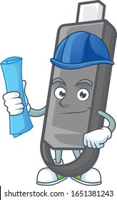 Elegant Architect flashdisk having blue prints and blue helmet