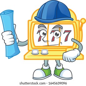 Elegant Architect golden slot machine having blue prints and blue helmet