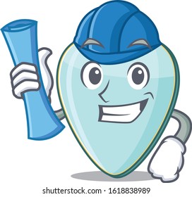 Elegant Architect guitar plectrum having blue prints and blue helmet