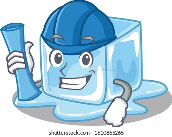Elegant Architect ice cube having blue prints and blue helmet