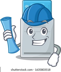 Elegant Architect key card having blue prints and blue helmet
