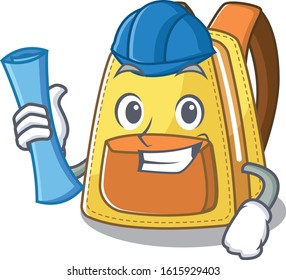 Elegant Architect kids school backpack having blue prints and blue helmet