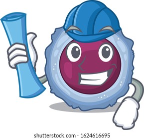 Elegant Architect lymphocyte cell having blue prints and blue helmet