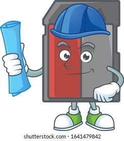 Elegant Architect memory card having blue prints and blue helmet