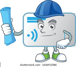 Elegant Architect NFC card having blue prints and blue helmet