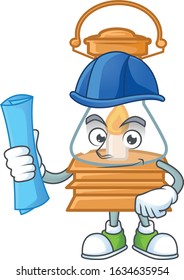 Elegant Architect oil lamp having blue prints and blue helmet