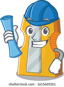 Elegant Architect pencil sharpener having blue prints and blue helmet