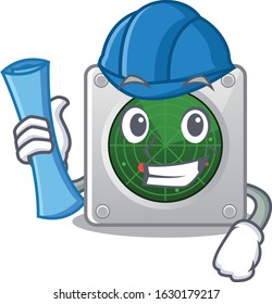Elegant Architect radar having blue prints and blue helmet