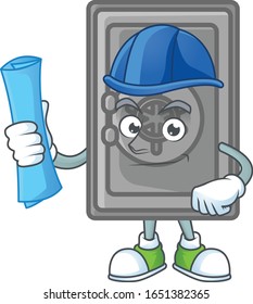Elegant Architect security box closed having blue prints and blue helmet