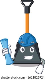 Elegant Architect snow shovel having blue prints and blue helmet
