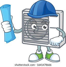 Elegant Architect split air conditioner having blue prints and blue helmet