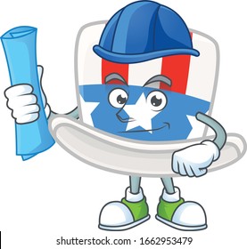 Elegant Architect uncle sam hat having blue prints and blue helmet